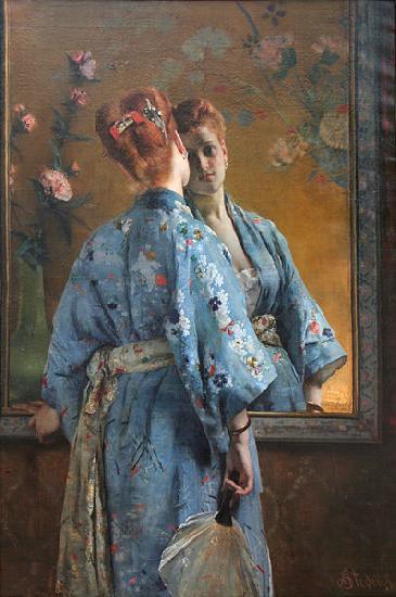 Alfred Stevens The Japanese Parisian. Germany oil painting art